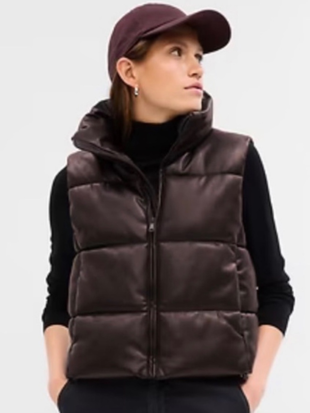 GAP Chocolate Brown Leather Cropped Vest